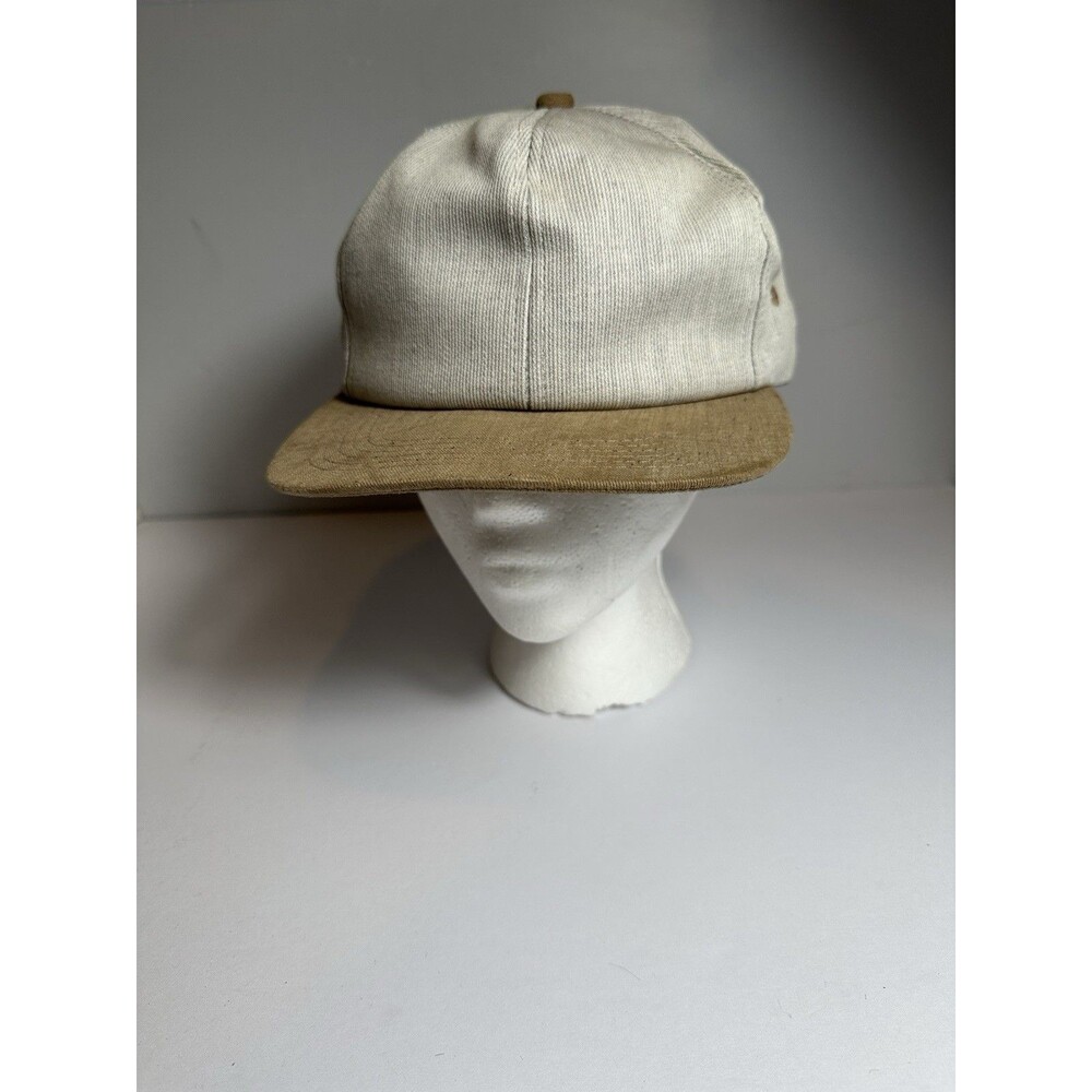 Vintage Blank Strapback Baseball Hat Two Tone Nos Outdoor Cap Brown/Beige